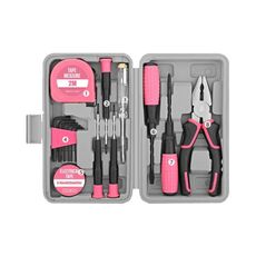 Set di attrezzi manuali per riparazioni multifunzionali, ferramenta per la casa, stile: 15 pezzi/set rosa