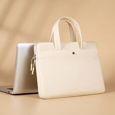 Borsa universale per laptop da 15-15,6 pollici, borsa multifunzionale antiurto per computer, colore: beige