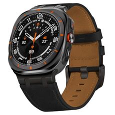 Cinturino in pelle Crazy Horse per Samsung Galaxy Watch Ultra 47mm (nero + fibbia nera)