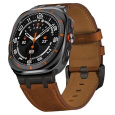 Cinturino in pelle Crazy Horse per Samsung Galaxy Watch Ultra 47mm (rosso marrone + fibbia nera)