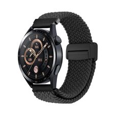 Cinturino per orologio in nylon intrecciato con fibbia magnetica da 22 mm (nero)