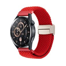 Cinturino per orologio in nylon intrecciato con fibbia magnetica da 22 mm (rosso)