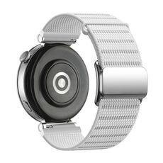 Cinturino per orologio in nylon riflettente con fibbia magnetica da 18 mm (bianco riflettente)
