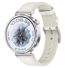 Cinturino per orologio in pelle con bottone a pressione da 18 mm (bianco)