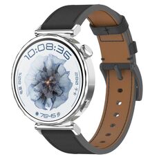 Cinturino per orologio in pelle con bottone a pressione da 18 mm (nero)