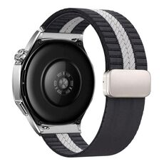 Cinturino per orologio in nylon con fibbia magnetica a righe da 22 mm (grigio bianco)