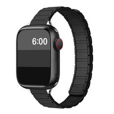 Cinturino per Apple Watch da 46 mm / 49 mm / 45 mm / 44 mm con cinturino magnetico sottile a forma di I a tre perle in silicone (nero)