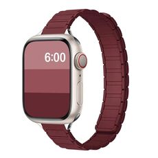 Cinturino per Apple Watch da 46 mm / 49 mm / 45 mm / 44 mm con cinturino magnetico sottile a forma di I a tre perle in silicone (bordeaux)