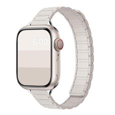 Cinturino per Apple Watch da 46 mm / 49 mm / 45 mm / 44 mm con cinturino magnetico sottile a forma di I a tre perle in silicone (Starlight)