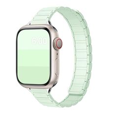 Cinturino per Apple Watch da 42 mm / 41 mm / 40 mm / 38 mm con cinturino magnetico sottile a forma di I a tre perle in silicone (menta)
