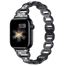 Cinturino in acciaio con diamanti ovali per Apple Watch da 46 mm / 49 mm / 45 mm / 44 mm (nero)