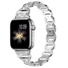 Cinturino in acciaio con diamanti ovali per Apple Watch da 46 mm / 49 mm / 45 mm / 44 mm (argento)