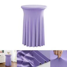 Copertura per tavolo da cocktail bar, rotonda, elasticizzata, per conferenze aziendali, semplice e di alta qualità, dimensioni: 60x110 cm (viola chiaro)