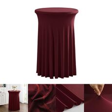 Copertura per tavolo da cocktail bar, rotonda, elasticizzata, per conferenze aziendali, semplice e di alta qualità, dimensioni: 60x110 cm (rosso giuggiola)