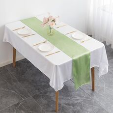 Tovaglia decorativa per matrimonio in raso di poliestere, runner da tavolo, bandiera da scrivania in raso, 29x275 cm (verde erba)