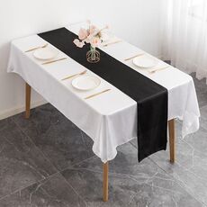 Tovaglia decorativa per matrimoni in raso di poliestere, 29x275 cm, per hotel e ristoranti, con bandiera in raso (nero)