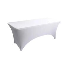 Tovaglia elastica rettangolare da 244x75x75 cm, per hotel, ristoranti, banchetti di nozze, feste, decorazioni per tavoli lunghi (bianca)