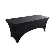 Tovaglia elastica rettangolare da 244x75x75 cm, per hotel, ristoranti, banchetti di nozze, feste, decorazioni per tavoli lunghi (nero)