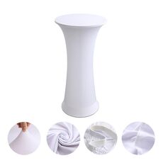 Copertura per tavolo in spandex elastico, decorazione per hotel, matrimoni, cocktail, fondo rotondo, colore: bianco. Dimensioni: 60 cm.