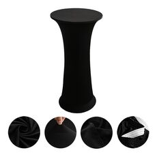 Copertura per tavolo in spandex elastico, decorazione per hotel, matrimoni, cocktail, fondo rotondo, colore unito, dimensioni: 80 cm (nero)