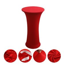 Copertura per tavolo in spandex elastico, decorazione per hotel, matrimoni, cocktail, fondo rotondo, colore: rosso. Dimensioni: 80 cm.