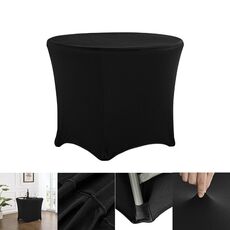 Copritavolo rotondo elasticizzato semplice e moderno per hotel, banchetti nuziali, copritavolo rotondo grande con quattro angoli, dimensioni: 122x75 cm (nero)