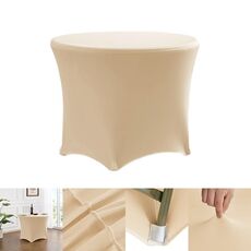 Copritavolo rotondo elasticizzato semplice e moderno per hotel, banchetti nuziali, copritavolo rotondo grande con quattro angoli, dimensioni: 122x75 cm (champagne)