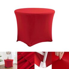 Copritavolo rotondo elasticizzato semplice e moderno per hotel, banchetti nuziali, copritavolo rotondo grande con quattro angoli, dimensioni: 153x75 cm (rosso)