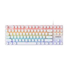Tastiera meccanica iMICE GK-800 con 87 tasti, cablata USB, RGB, con tasti rotondi (bianca)