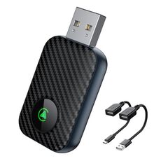 Adattatore 2 in 1 USB cablato a wireless per auto CarPlay/Android Box, con cavo USB e Type-C (nero)