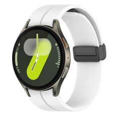 Cinturino in silicone con fibbia magnetica nera per Samsung Galaxy Watch7 / Watch FE 40mm xDfind Fold (bianco)