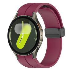 Cinturino in silicone con fibbia magnetica nera per Samsung Galaxy Watch7 / Watch FE 40mm xDfind Fold (rosso vino)
