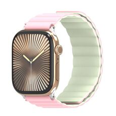 Cinturino magnetico in silicone con inserto cieco bifacciale DUX DUCIS SD Series per Apple Watch da 46 mm / 49 mm / 45 mm / 44 mm (rosa chiaro + verde chiaro)