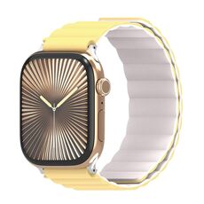 Cinturino magnetico in silicone con inserto cieco bifacciale DUX DUCIS SD Series per Apple Watch da 46 mm / 49 mm / 45 mm / 44 mm (giallo chiaro + luce stellare)