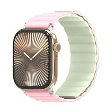 Cinturino magnetico in silicone con inserto cieco bifacciale DUX DUCIS SD Series per Apple Watch da 42 mm / 41 mm / 40 mm / 38 mm (rosa chiaro + verde chiaro)