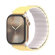 Cinturino magnetico in silicone con inserto cieco bifacciale DUX DUCIS SD Series per Apple Watch da 42 mm / 41 mm / 40 mm / 38 mm (giallo chiaro + luce stellare)