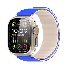 Cinturino magnetico in silicone con inserto cieco bifacciale DUX DUCIS SD Series per Apple Watch da 42 mm / 41 mm / 40 mm / 38 mm (blu piccolo + beige)