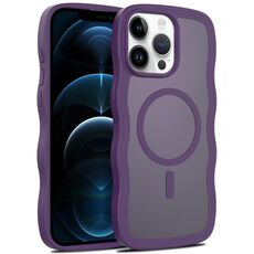 For iPhone 12 Pro Max Skin Feel Wave Texture MagSafe Phone Case(Purple)