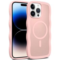 For iPhone 14 Pro Skin Feel Wave Texture MagSafe Phone Case(Pink)