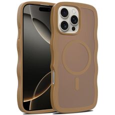 For iPhone 16 Pro Max Skin Feel Wave Texture MagSafe Phone Case(Brown)