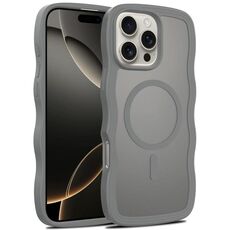 For iPhone 16 Pro Max Skin Feel Wave Texture MagSafe Phone Case(Grey)
