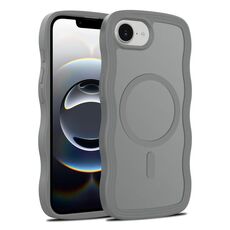 For iPhone 16e Skin Feel Wave Texture MagSafe Phone Case(Grey)