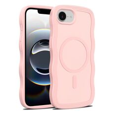 For iPhone 16e Skin Feel Wave Texture MagSafe Phone Case(Pink)