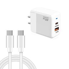 Caricabatterie PD41 GaN PD 45W + USB con cavo dati da tipo C a tipo C, spina USA (bianco)