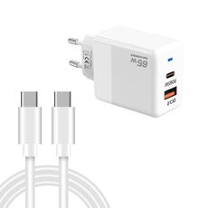 Caricabatterie PD41 GaN PD 45W + USB con cavo dati da tipo C a tipo C, spina UE (bianco)