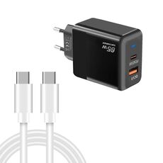Caricabatterie PD41 GaN PD 45W + USB con cavo dati da tipo C a tipo C, spina UE (nero)