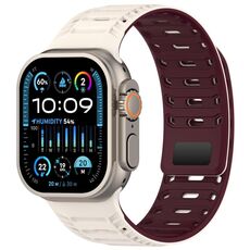 Cinturino magnetico in silicone Mountain Armor per Apple Watch 46 mm / 49 mm / 45 mm / 44 mm (Starlight Burgundy)