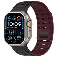 Cinturino magnetico in silicone Mountain Armor per Apple Watch 42 mm / 41 mm / 40 mm / 38 mm (nero bordeaux)