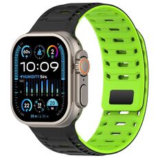 Cinturino magnetico in silicone Mountain Armor per Apple Watch 42 mm / 41 mm / 40 mm / 38 mm (nero e verde)