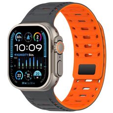 Cinturino magnetico Mountain Armor in silicone per Apple Watch 42 mm / 41 mm / 40 mm / 38 mm (grigio arancione)